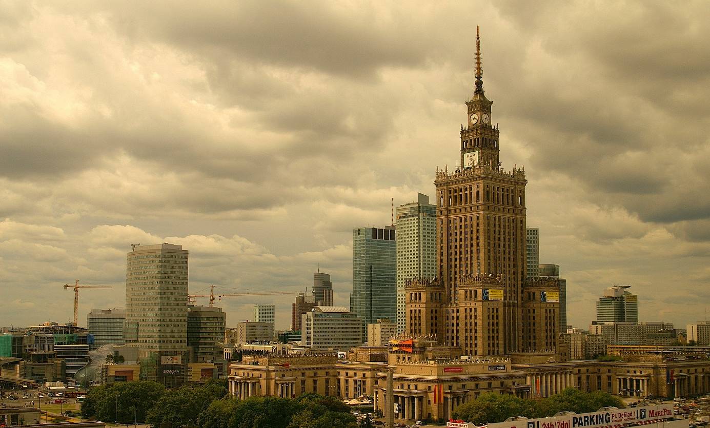 Warsaw beautiful landscape showing the most important building in the city